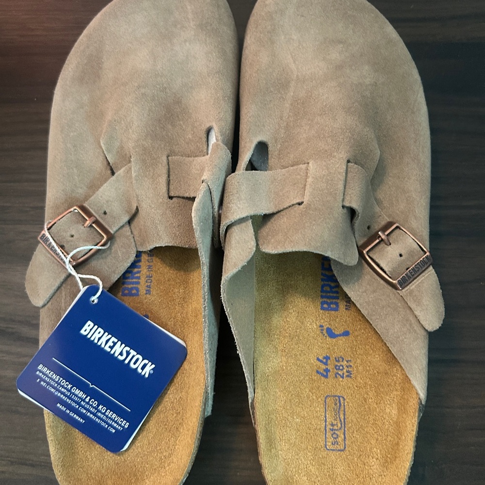 Birkenstock Beige Suede Clogs
